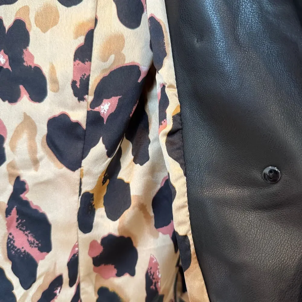Amaryllis x Ashlee Nichols Black Faux Leather Blazer Jacket Medium - Picture 8 of 12